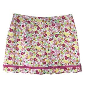 Lilly Pulitzer Floral Ladybug Scalloped Hem Skort Pink Yellow 10 Preppy Summer